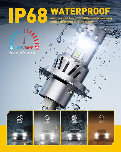 AUXITO 9003 H4 LED Bulb, 900% Brighter, 3 Min Quick Install, 20 Years Lifespan, No Flicker, 99% Compatibility