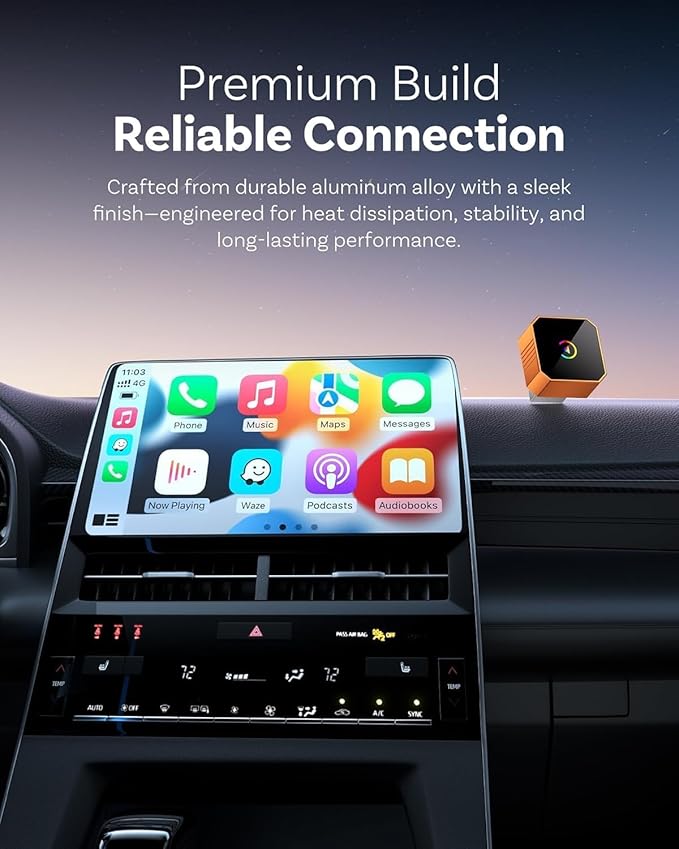 Wireless CarPlay Adapter for iPhone＆Android, 2026 Upgraded Car Play Mini Wired to Wireless Adapter for CarPlay ＆Android Auto Plug and Play Stable Connection & No Latency for iPhone iOS 10+