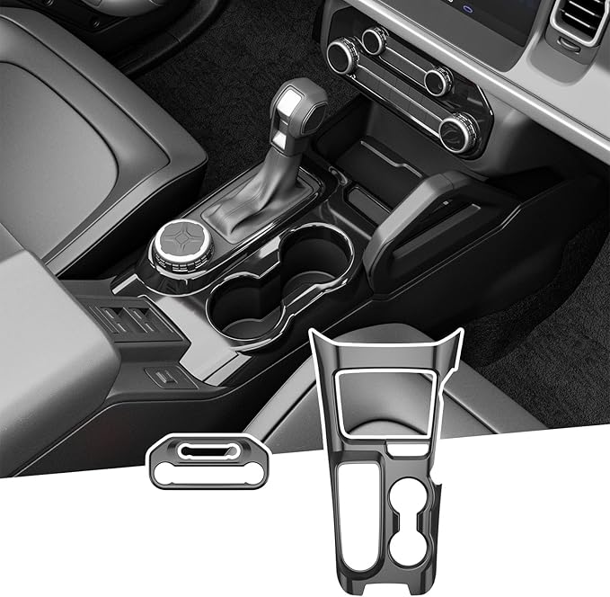PTYYDS Gear Shift Panel Cover Compatible with 2021-2024 Ford Bronco Air Conditioning Switch Panel Cover ABS Glossy Black Center Console Trim Replacement for 2021-2024 Ford Bronco Accessories
