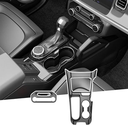 PTYYDS Gear Shift Panel Cover Compatible with 2021-2024 Ford Bronco Air Conditioning Switch Panel Cover ABS Glossy Black Center Console Trim Replacement for 2021-2024 Ford Bronco Accessories