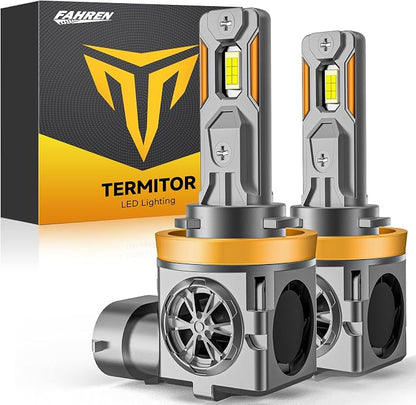 Termitor Latest H11 H9 Fog Light Bulb, H16 Halogen for Off-road only | 70K Lumens, 6500K Daylight White, No Adapter Required, Easy Install, 70,000hrs+ Lifespan, IP68, 1: 1 size, Pack of 2
