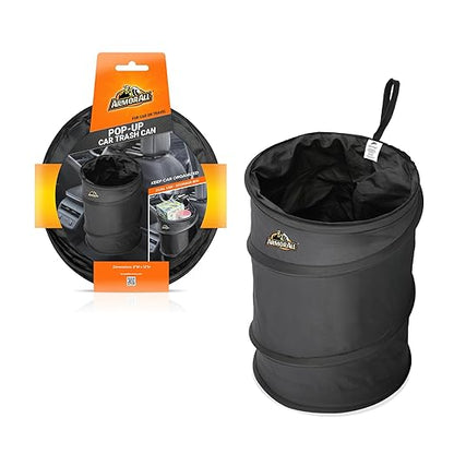 Armor All Car Trash Can, 3.3 Gallon Pop-Up Garbage Bin, Waterproof, Loop for Hanging, Velcro Base, Washable, Metal Frame, Portable Collapsible Design for Easy Storage, 12” Inch High x 9” Inch Wide