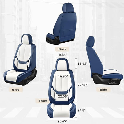 Coverado Seat Covers, Car Seat Covers Front Seats, Leather Seat Covers for Cars, Car Seat Protector Waterproof, Car Seat Cushion, Front Carseat Cover Universal Fit for Most Cars, Blue White