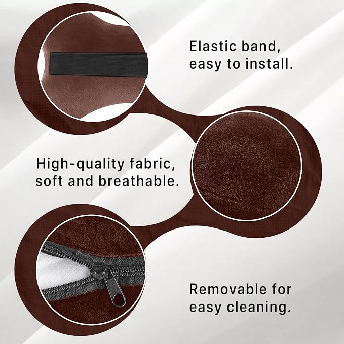 Car Headrest Pillow, Soft & Comfortable Memory Foam Car Neck Pillow for Driving Fatigue Relieve, Universal Cars Head Rest Pillows with Adjustable Strap, Car Interlor Accessorles (Brown)