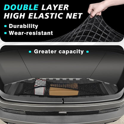 BestEvMod Cargo Mesh Net for Pickup Truck Bed Compatible with Tesla Cybertruck 2026 2025 2024 Accessories Mesh Extra Strong Hook Stretchable Trunk Cargo Organizer (Frunk Net)