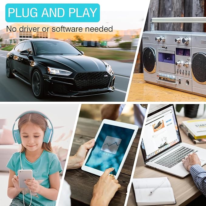 Car Audio Bluetooth 5.0 Cassette Receiver, Cassette Bluetooth Adapter for Car Tape Player, Wireless Cassette Aux Adapter with Hands-Free Calling, Universal Compatibility for Smartphones, Tablets