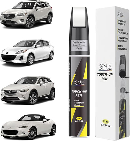 XNA Crystal White Pearl Tricoat(34K) for Mazda Touch Up Paint, Car Scratch Remover for Nicks and Chips Repair, 2-In-1 Quick & Easy Fix Car Scratch Repair Kit with Exact Color-Matched