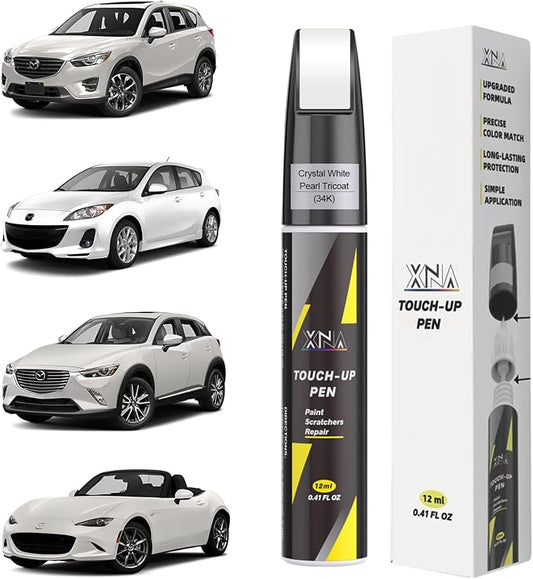 XNA Crystal White Pearl Tricoat(34K) for Mazda Touch Up Paint, Car Scratch Remover for Nicks and Chips Repair, 2-In-1 Quick & Easy Fix Car Scratch Repair Kit with Exact Color-Matched