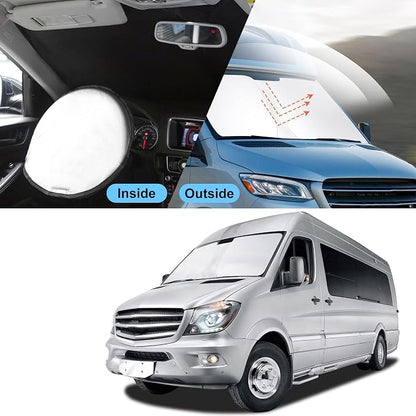 TINGLU Sun Shade for Mercedes Benz Sprinter Freightliner Cargo Crew Passenger Motorhome 2007-2024 2025 Accessories Windshield Sun Shade Window Shade UV Rays Protection Sun Visor Cover