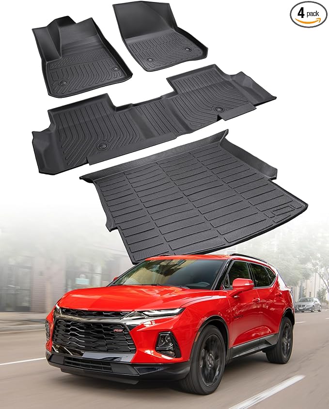 Floor Mats Cargo Liner for Chevrolet Chevy Blazer 2026 2025-2019 (Not EV & Not Trailblazer),All Weather Rubber Carpets for Base/L/LS/LT/Premier/RS Accessories 2023 2022 2021 2020 Car Rug Cover