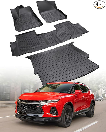 Floor Mats Cargo Liner for Chevrolet Chevy Blazer 2026 2025-2019 (Not EV & Not Trailblazer),All Weather Rubber Carpets for Base/L/LS/LT/Premier/RS Accessories 2023 2022 2021 2020 Car Rug Cover