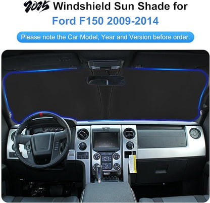 Car Sun Shade for 2009-2014 Ford F150 Accessories Windshield Sunshade Cover Front Window Shade Custom Fit F150Sun Visor Protector Foldable Blocks UV Rays