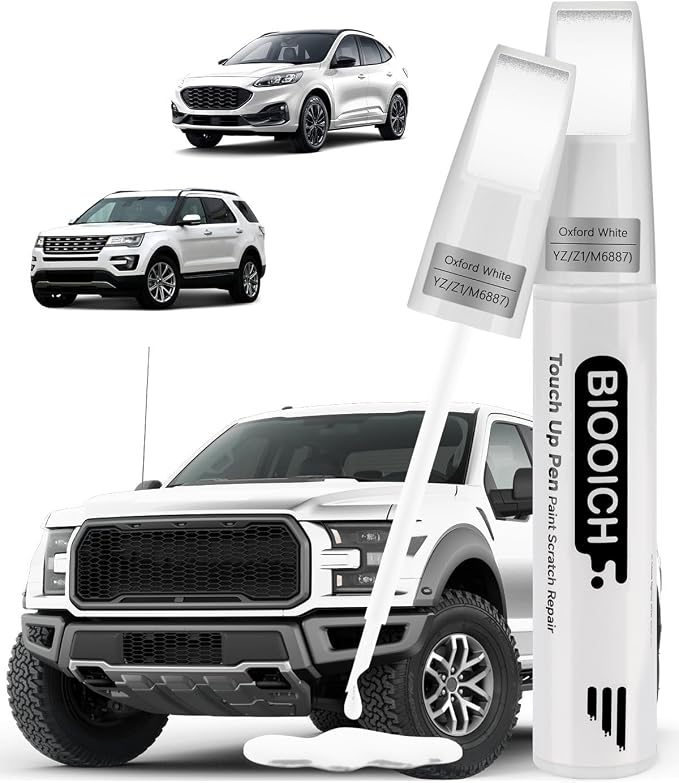 Touch Up Paint Pen Exact Color Match Car Chip and Scratch Repair (for Ford, Oxford White(YZ/Z1/M6887))
