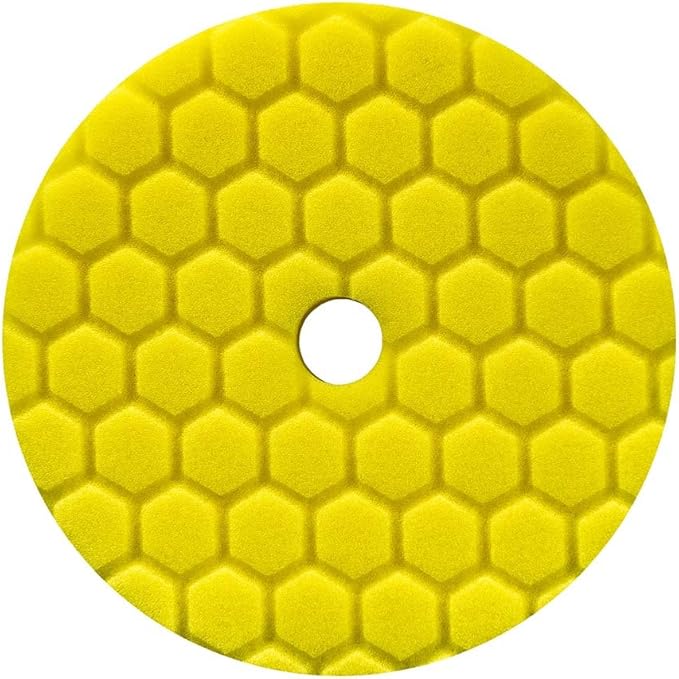 Chemical Guys BUFX111HEX5 Hex-Logic Quantum Heavy Cutting Pad, Yellow (5 Inch Backing Plate)