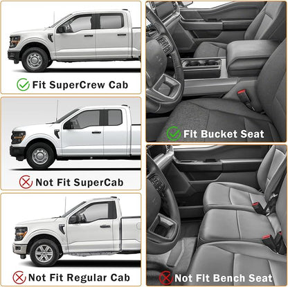 KUST Floor Mats for 2015-2026 Ford F-150/F150 Lightning SuperCrew Cab (Only for Rear Seat Without Under-Seat Fold Flat Storage), All Weather Car Mats for F150 Accessories TPE Rubber Raised Edge