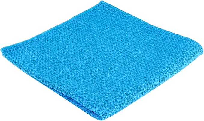 Tommy Blue Waffle Weave Microfiber Towels 16"x16" 340 GSM 120 Count | Streak-Free Glass, Super Absorbent, Lint-Free, Professional Car Detailing