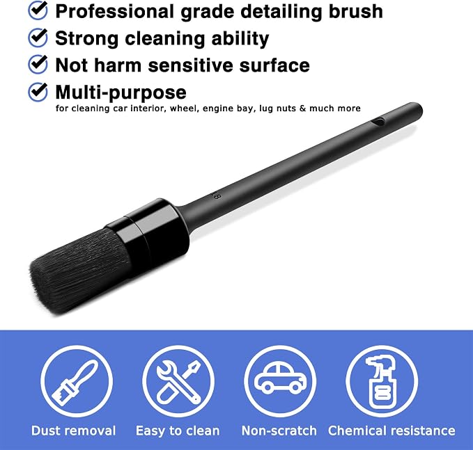 HMPLL 9pcs Auto Car Detailing Brush Set/ Interior Cleaning Kit Includes 5 Soft Premium Detail Brush, 3 Wire Brush & 1 Vent Cleaning Brush for Cleaning Interior, Dashboard, Engines, Leather, Wheel