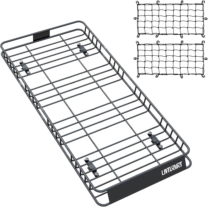 LWTURMRT Roof Rack Cargo Carrier Basket 84(L) X39(W) Heavy Duty 200Pounds Extension Travel with 2 Piece of Net