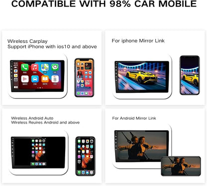 Wireless Carplay Adapter, 4 in 1 Wireless Android Auto Adapter Compatible with Netflix/YouTube Convert Wired to Wireless CarPlay Dongle for Cars, Plug & Play USB Carplay Adapter for iPhone iOS 10+