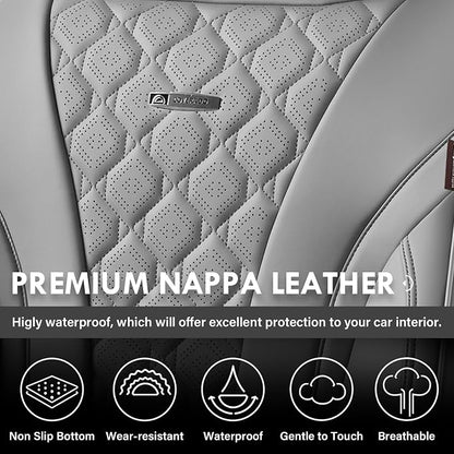 Coverado Car Seat Covers Front Seats, Gray Seat Covers, Breathable Perforated Design, Luxurious Diamond Leather Car Seat Cover, 2 Pack Car Seat Protector Front Seat Cover Universal Fit Most Cars