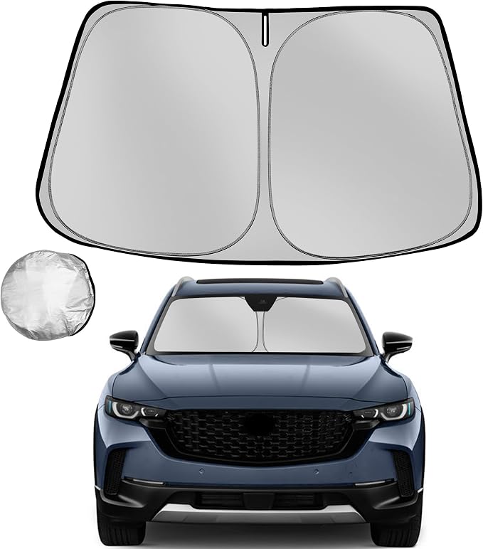 Windshield Sun Shade for 2023-2025 2026 Mazda CX50 CX-50 Foldable Sun Sunshade for Car Front Window Blocks UV Rays and Heat Automotive Interior Protector Custom Fit Accessories