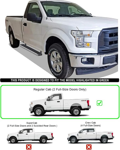 APS (304 Stainless Steel Polished Silver 5 inches) Running Boards Nerf Bars Side Steps Compatible with Ford F150 2015-2026 Regular Cab & F-250 F-350 Super Duty 2017-2026