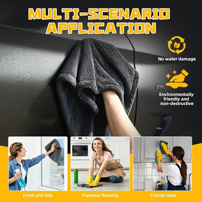 2-Pack Double-Twist Pile Microfiber Towels for Cars 1300 GSM Car Drying Towels (23.62" x 15.75") Ultra Absorbent Microfiber Towel, Streak-Free & Scratch-Free Car Cleaning Supplies with Edgeless Design