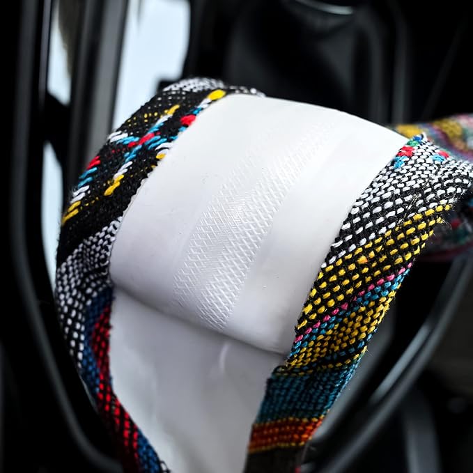 Valleycomfy Cloth Steering Wheel Covers for Women Bohemian Universal 15 inch Baja Blanket Enthic Maya