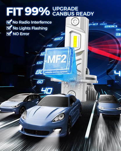 Marsauto H3 Led Bulb Fog Light Bulbs, 600% High Bright H3ll Fog Lights Led, 6500K White Strong Penetration,1:1 Mini Szie Plug & Play H3 Fog Bulb for Car, Truck, SUV, Side Marker & Parking Light Combos