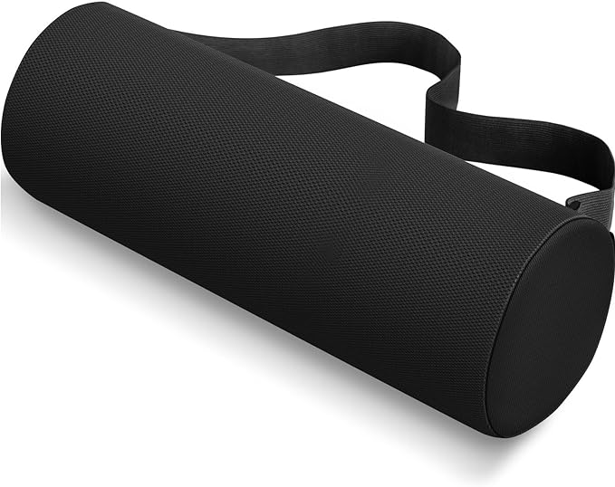 CushZone Seat Cushion, Lumbar Roll Support Pillow for Office Chair, Car, Gaming Chair, Memory Foam Back Cushion with Washable Cover for Relieving Back Pain & Improving Posture,Black