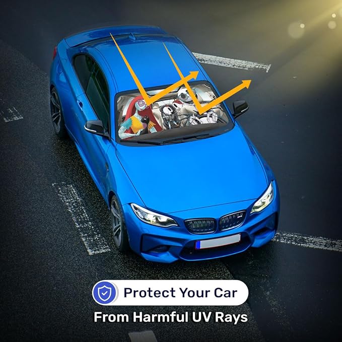 GENANY Horror Family Windshield Sun Shade for Car SUV Truck (64x32 Inches), Automobile Sunshade, Protector Blocks UV, Car Accessories, Auto Decor