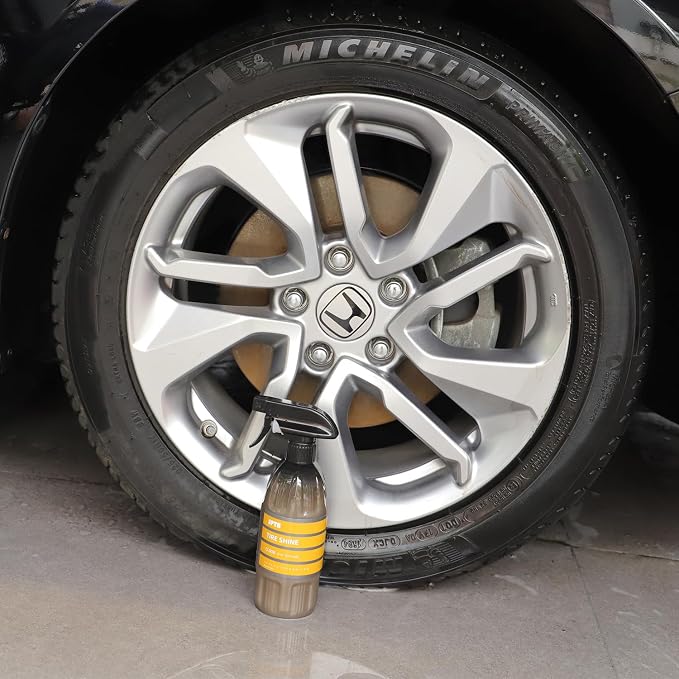 SPTA Tire Shine Spray, 16 Oz 500ml Extra Glossy Tire Shine Spray, Dry-to-Touch Dressing - Restores Wet Look to Rubber, Vinyl, and Plastic, Safe for Cars, Trucks, Motorcycles, RVs, and More -US-CL008