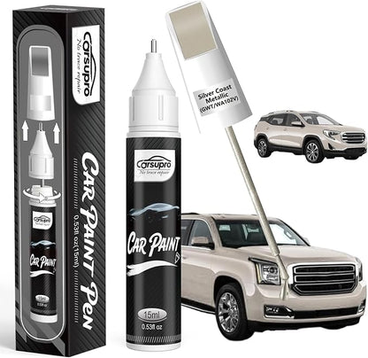 Silver Coast Metallic(GWT/WA102V) for GMC Touch Up Paint Pen, 2 in 1 Car Scratch Remover with Pen Tip and Brush, Precise Color Match for Car Paint Scratch Repair, Quickly and Easily Fix Chips and Nicks