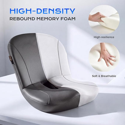 Coverado Car Seat Cushion and Lumbar Support Pillow One Piece, Napa Leather Memory Foam Ergonomic Back Support Driving Seat Cushion for Back Pain, Non-Slip Washable Cushion for Car, Driver, Office