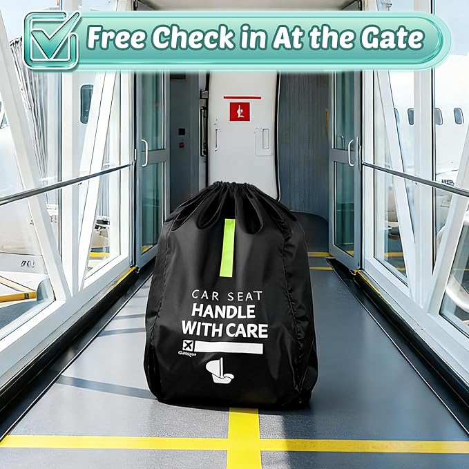 Guiseapue Car Seat Travel Bag for Airplane: Car Seat Bags for Air Travel Fit All Car Seats, Infant Carriers & Booster Seats, Carseat Cover Fit Doona Graco Evenflo, Airplane Travel Essentials Flying