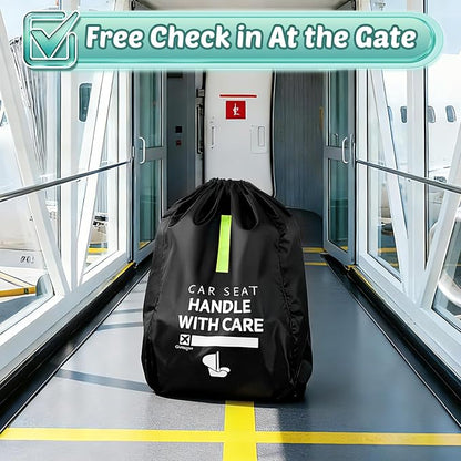 Guiseapue Car Seat Travel Bag for Airplane: Car Seat Bags for Air Travel Fit All Car Seats, Infant Carriers & Booster Seats, Carseat Cover Fit Doona Graco Evenflo, Airplane Travel Essentials Flying