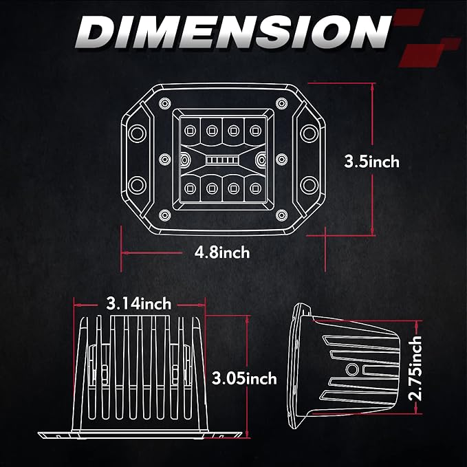 OFFROADTOWN Flush Mount LED Pods, 2pcs 5'' 78W Driving Light Work Lights Flush LED Light Bar Super Bright Fog Off Road Lights for Truck UTV ATV SUV Boat 4x4 Car