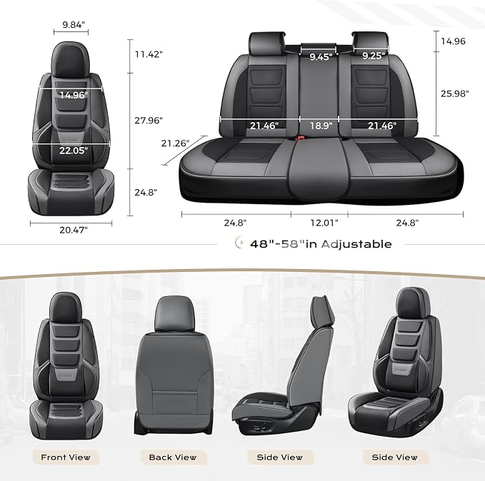 Coverado Car Seat Covers, Front Covers for Cars, Car Seat Cover Front Seats, Automotive Seat Cover, Waterproof, Leather Car Seat Cushion, Universal Interior Covers Seat Protectors for Most Cars Gray