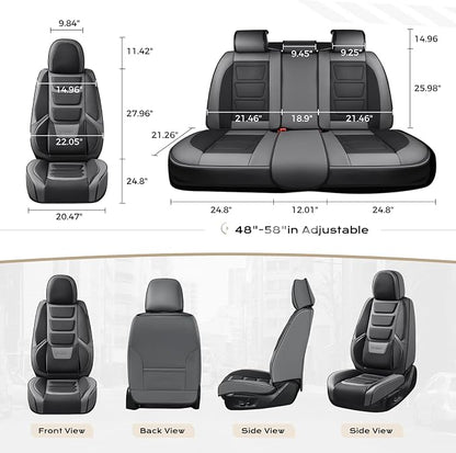 Coverado Car Seat Covers, Front Covers for Cars, Car Seat Cover Front Seats, Automotive Seat Cover, Waterproof, Leather Car Seat Cushion, Universal Interior Covers Seat Protectors for Most Cars Gray