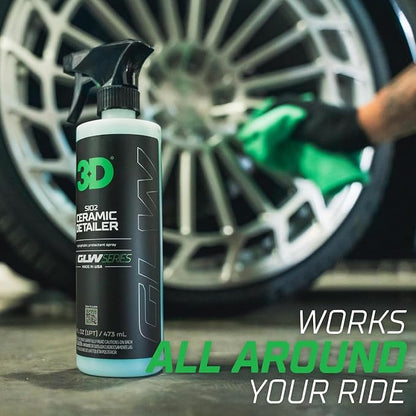3D SiO2 Ceramic Detailer 1 Gallon – Quick Detailer with Advanced SiO2 Polymers – Hydrophobic Protection, UV Defense, High Gloss Finish, Ceramic Coating Booster – Professional Car Care – Made in USA