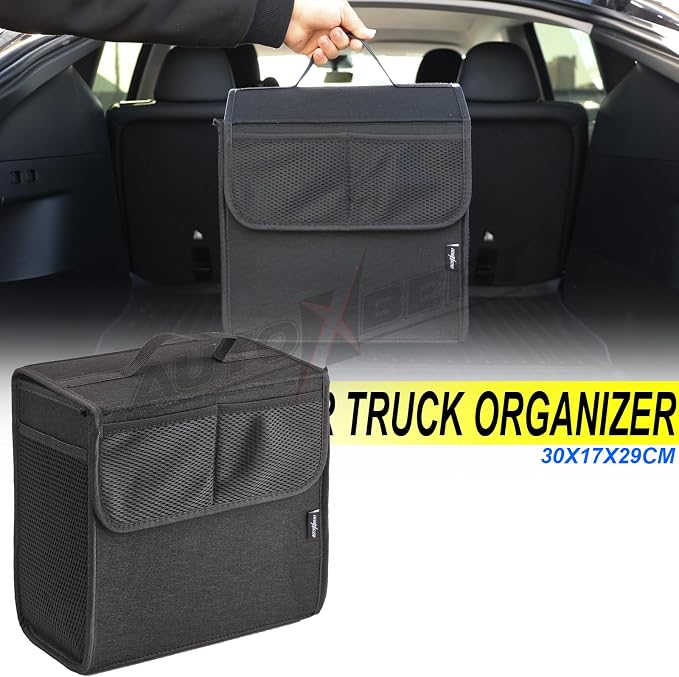 Car Trunk Organizer,Soft Felt Car Bag Organizer 12x7x12 inch Folding,for Honda CRV Civic Accord Ford Focus Fusion Toyota RAV4 Jeep SUV/Truck/Sedan/Van