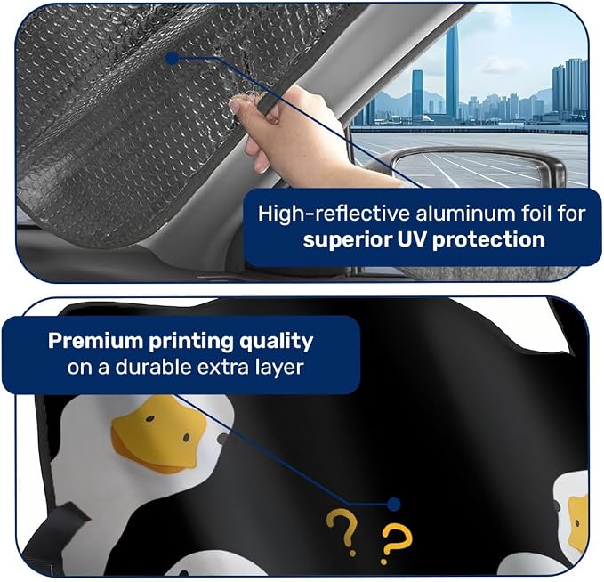 GENANY Silly Goose Windshield Sun Shade for Car SUV Truck (55x30 Inches), Front Window Visor for Windows, Protector Blocks UV
