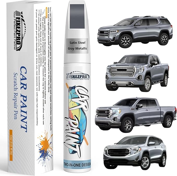 Satin Steel Gray Metallic(G9K/WA464C) Touch Up Paint for GMC, Exact Color Match Car Paint Scratch Repair Remover Pen Kit Fix Vehicle Chips and Automotive Nicks Scuff