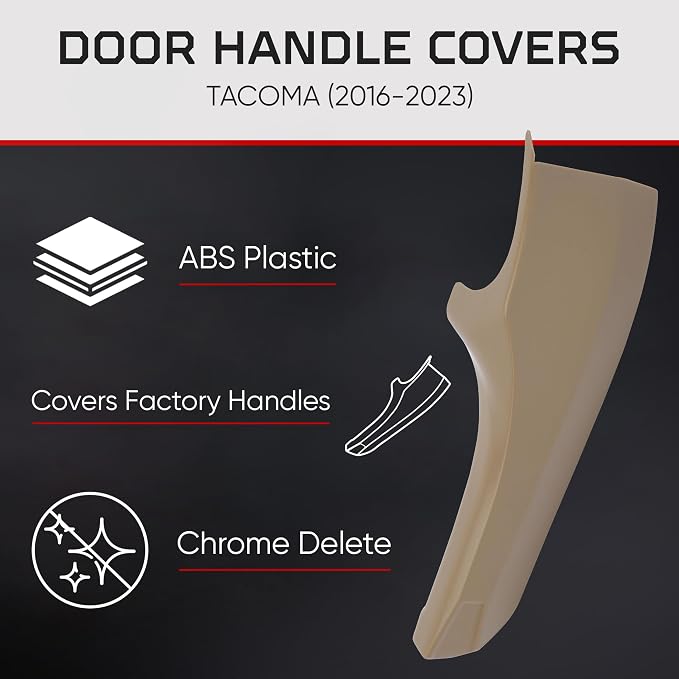 AJT DESIGN Car Door Handle Cover Compatible with Toyota Tacoma (2016-2023) | ABS Plastic Interior Trim, Chrome Delete Tacoma Door Handle Cover | Made in USA, Pack of 4 (Front & Back) - Quicksand
