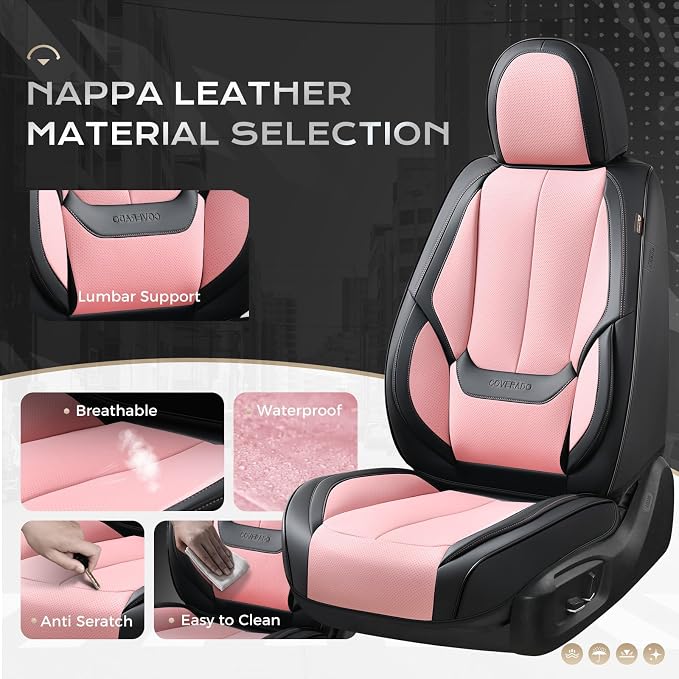 Coverado Seat Covers, Car Seat Covers Front Seats, Car Seat Cover, Car Seat Protector Waterproof, Car Seat Cushion Nappa Leather, Seat Covers Carseat Cover Universal Fit for Most Cars
