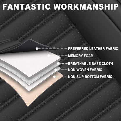 Seat Covers Full Set Fit for Nissan Rogue 2015-2026, Breathable and Comfortable Leather Car Seat Cover, Deluxe Waterproof Cushion Cover Auto Interior Accessories (Black)