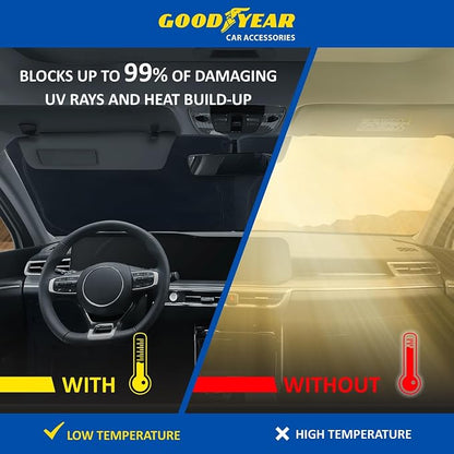 Goodyear Foldable Windshield Sunshade for Nissan Rogue 2014-2020, Car Accessories, Sunshade Cover, Sun Shade Car Windshield, Window Sun Blocker - GY008299