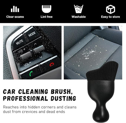 Ziciner Car Detailing Brush, Curved Soft Bristles Auto Removal Dust Collectors, Universal Vehicle Dashboard, Air Conditioner Vents etc Interior Cleaning Tool Accessories (Black)