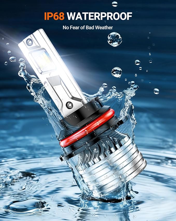 SEALIGHT H13 Bulbs, 90,000LM 14X Brightness, 9008 H13 6500K White, IP68 Waterproof 70000Hrs Lifespan, 5X Heat Dissipation driving, Plug and Play, 2 Pack