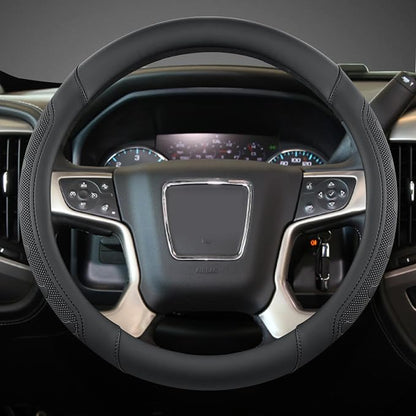 GIANT PANDA Steering Wheel Cover for GMC Sierra Acadia Terrain Yukon(Black-Standard Size)